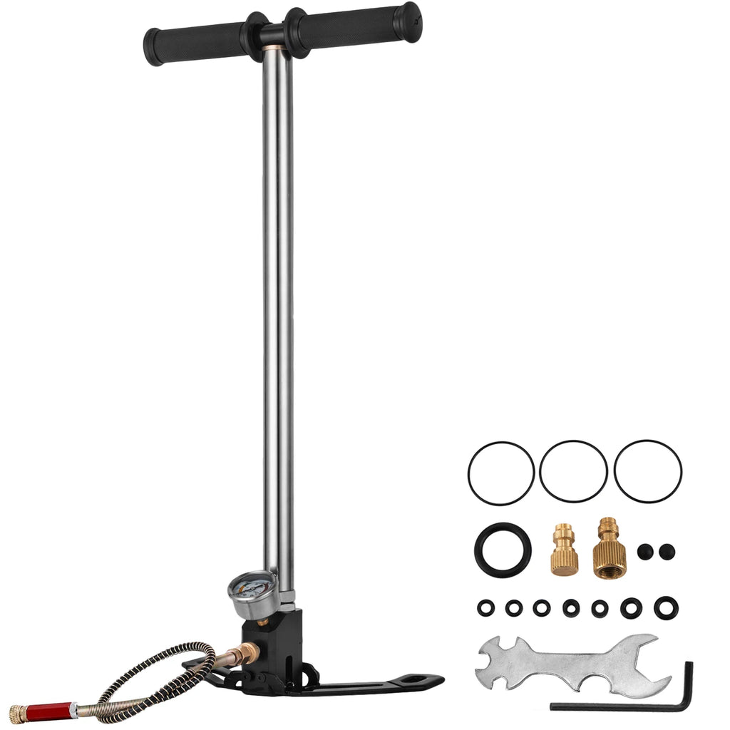 VEVOR 3 Stage PCP Pump 30MPa 4500PSI W/ Pressure Gauge Air Hand Stirrup Pump for Pistols Rifles  Air Guns  Car Bicycle Hunting
