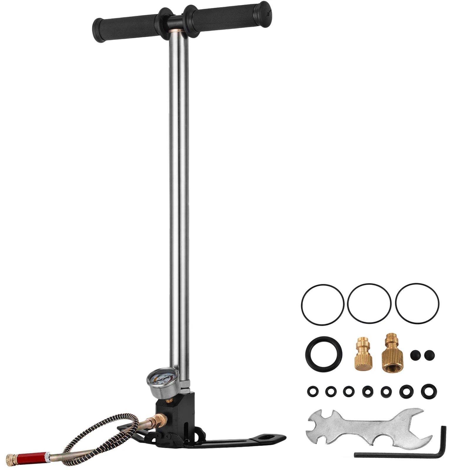 VEVOR 3 Stage PCP Pump 30MPa 4500PSI W/ Pressure Gauge Air Hand Stirrup Pump for Pistols Rifles  Air Guns  Car Bicycle Hunting