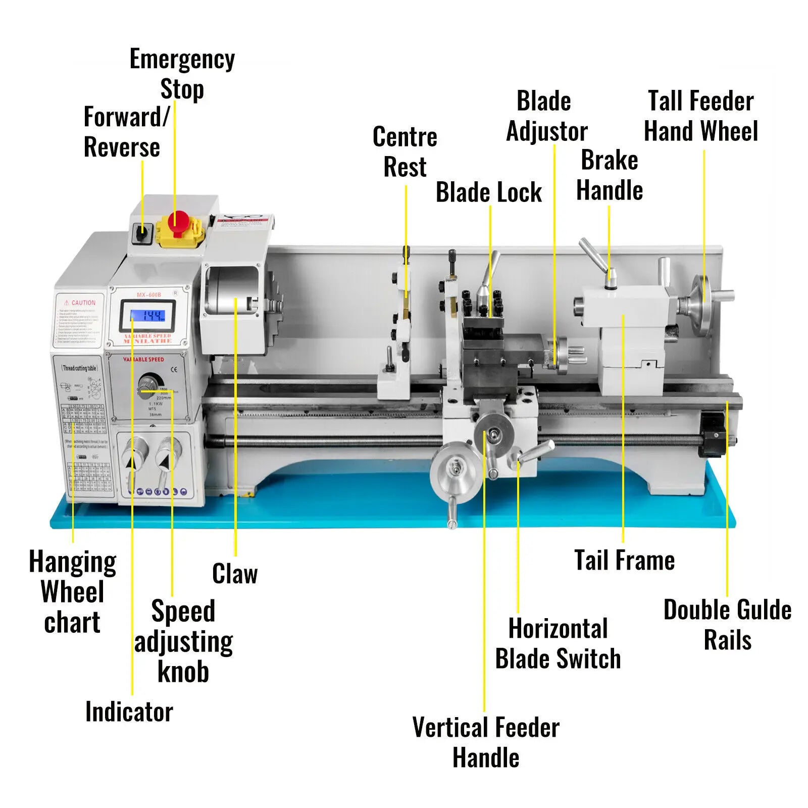 Vevor New 220*600 Manufacture CNC Machine Metal Slant Bed Lathe Hight Quality Automatic