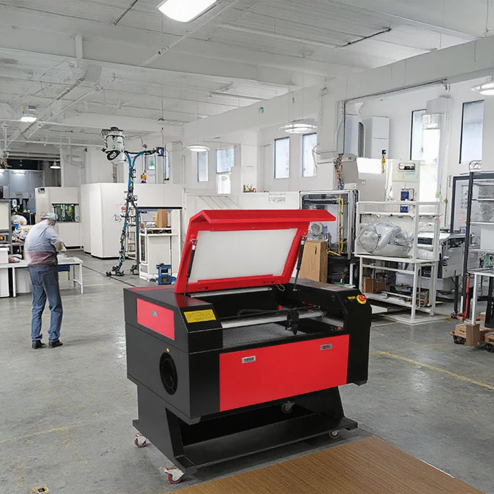 SIHAO CO₂ lazerinio graviravimo ir pjovimo staklės 700 × 500 mm, 60W / 80W / 100W su sukamuoju moduliu (Rotary Axis)