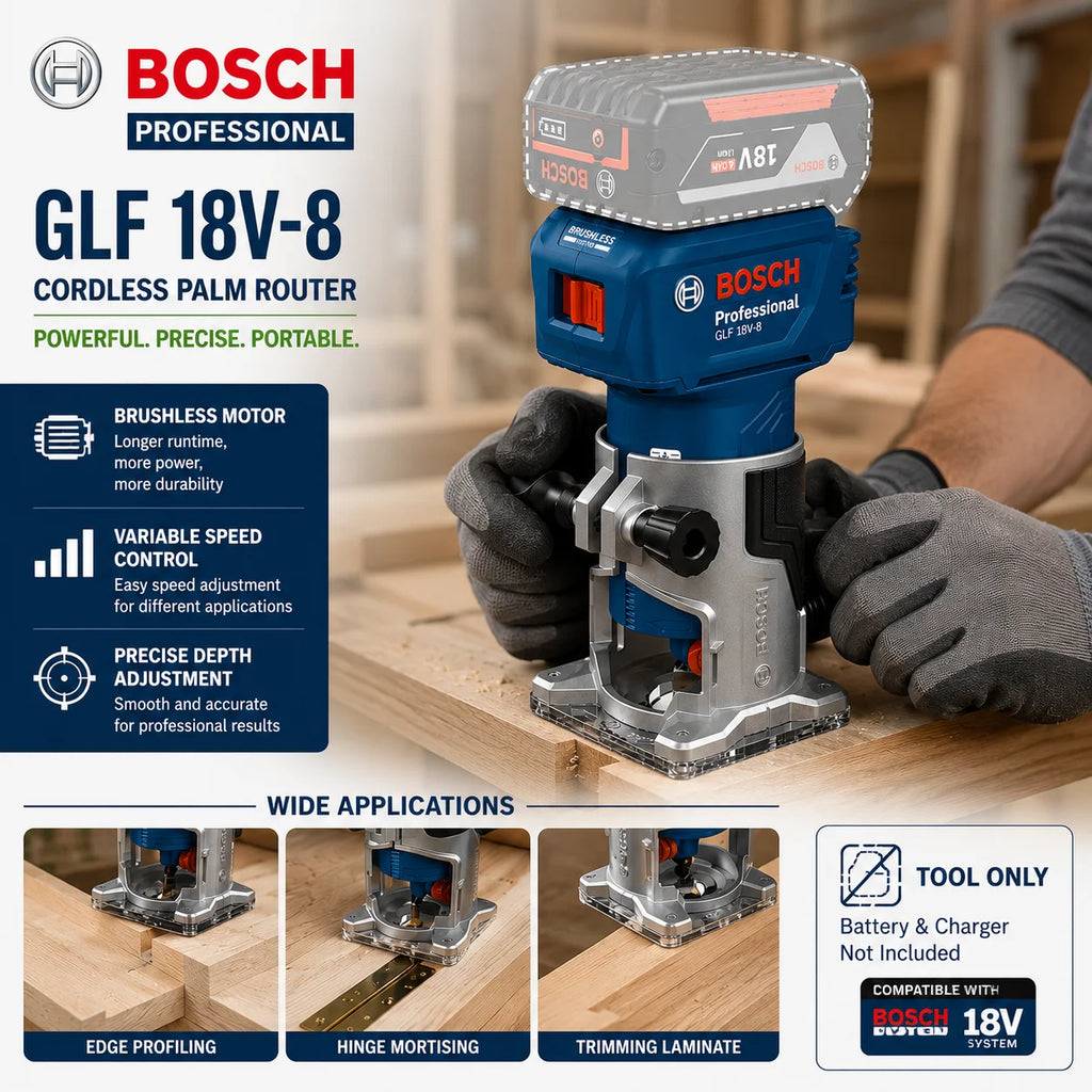 Bosch GLF 18V-8 18V Brushless Medžio Frezavimo Įrankis