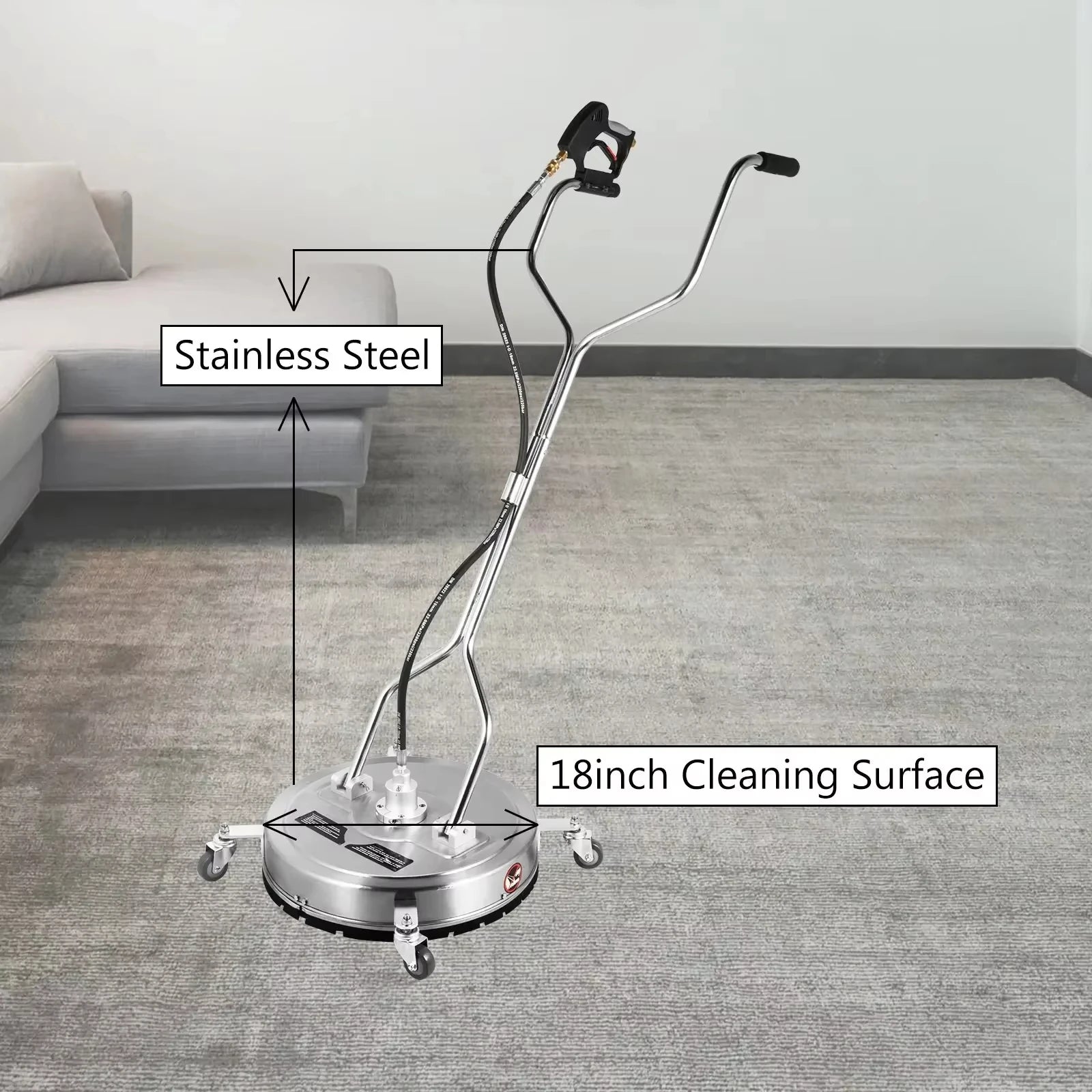 VEVOR Surface Cleaner 18 Inch Flat Surface Cleaner for Pressure Washer 4000psi Pressure with 3/8 Quick Connector Surface Cleaner