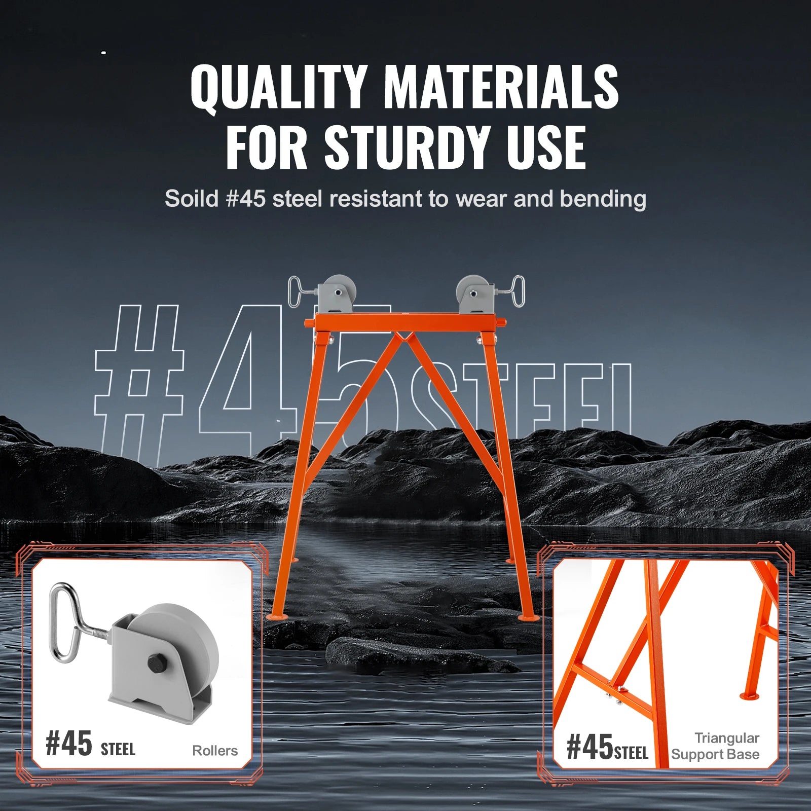 SucceBuy Pipe Stand with Roller Head Heavy Duty 2500LBS Load Capacity Suitable for 2-36 inches Pipe 45# Steel Roller for Welding