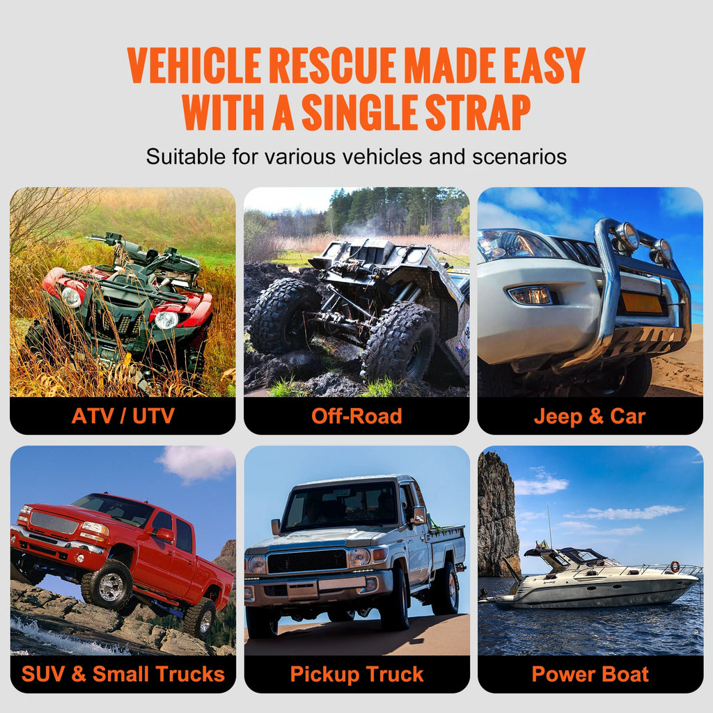 VEVOR 20/30ft Car Towing Rope Off Road Snatch Tow Strap of Rescue Recovery Resistant Which Rope for Jeep Car Truck ATV Tractor