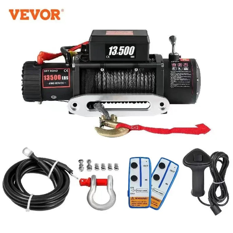 VEVOR elektrinė automobilinė gervė 13 500 lbs (6123 kg), 12 V su sintetiniu lynu