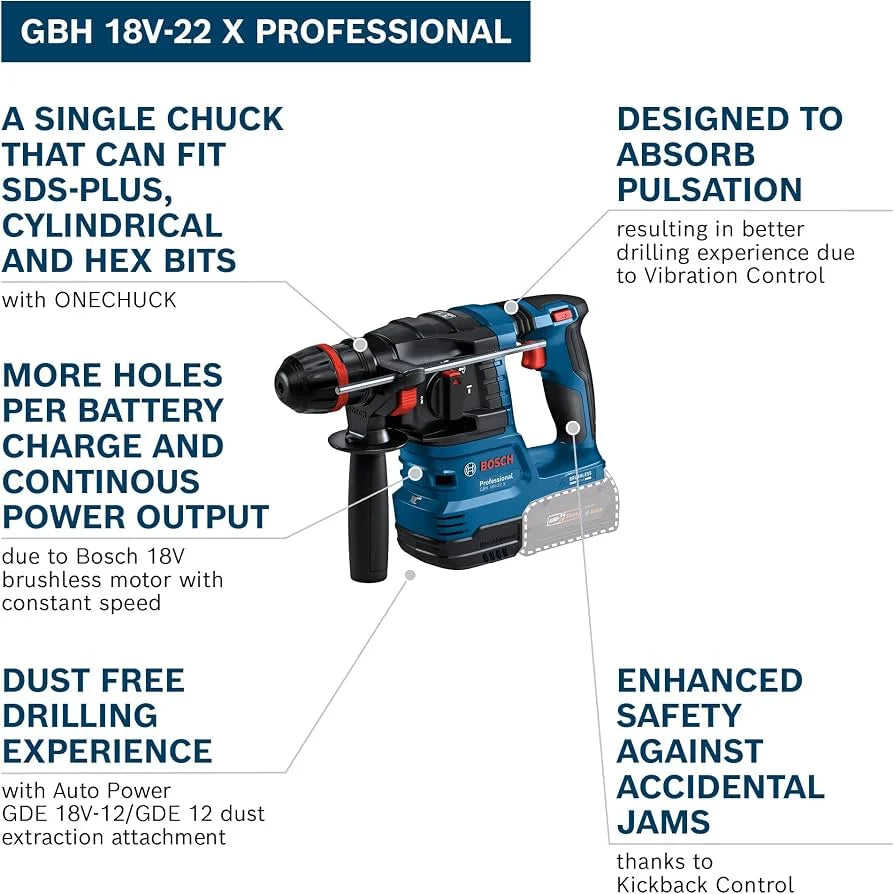 Bosch GBH 18V-22 X Akumuliatorinis Plaktukas