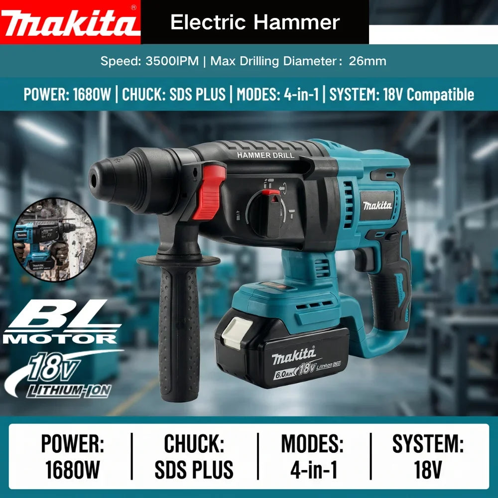 Akumuliatorinis perforatorius Makita DHR242 26 mm 18V