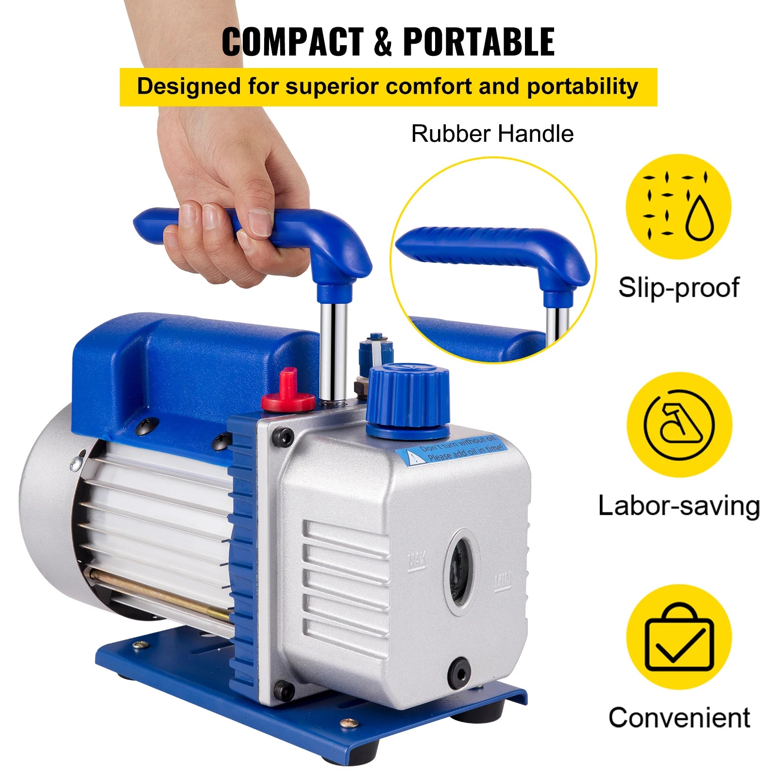 VEVOR Vacuum Pump 6/9/10/12 CFM 1 HP Double Stage Air Conditioning Vacuum Pump 5PA for Automobile Reparation Vacuum Evacuation