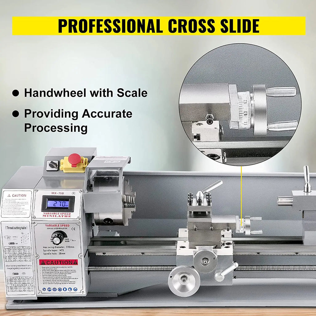 VEVOR Pro Leg Stretcher 220LBS Leg Stretch MachineMetalLatheMachine1100W220x750mm38mmSpindleBlushlessMotorDigitalDisplay