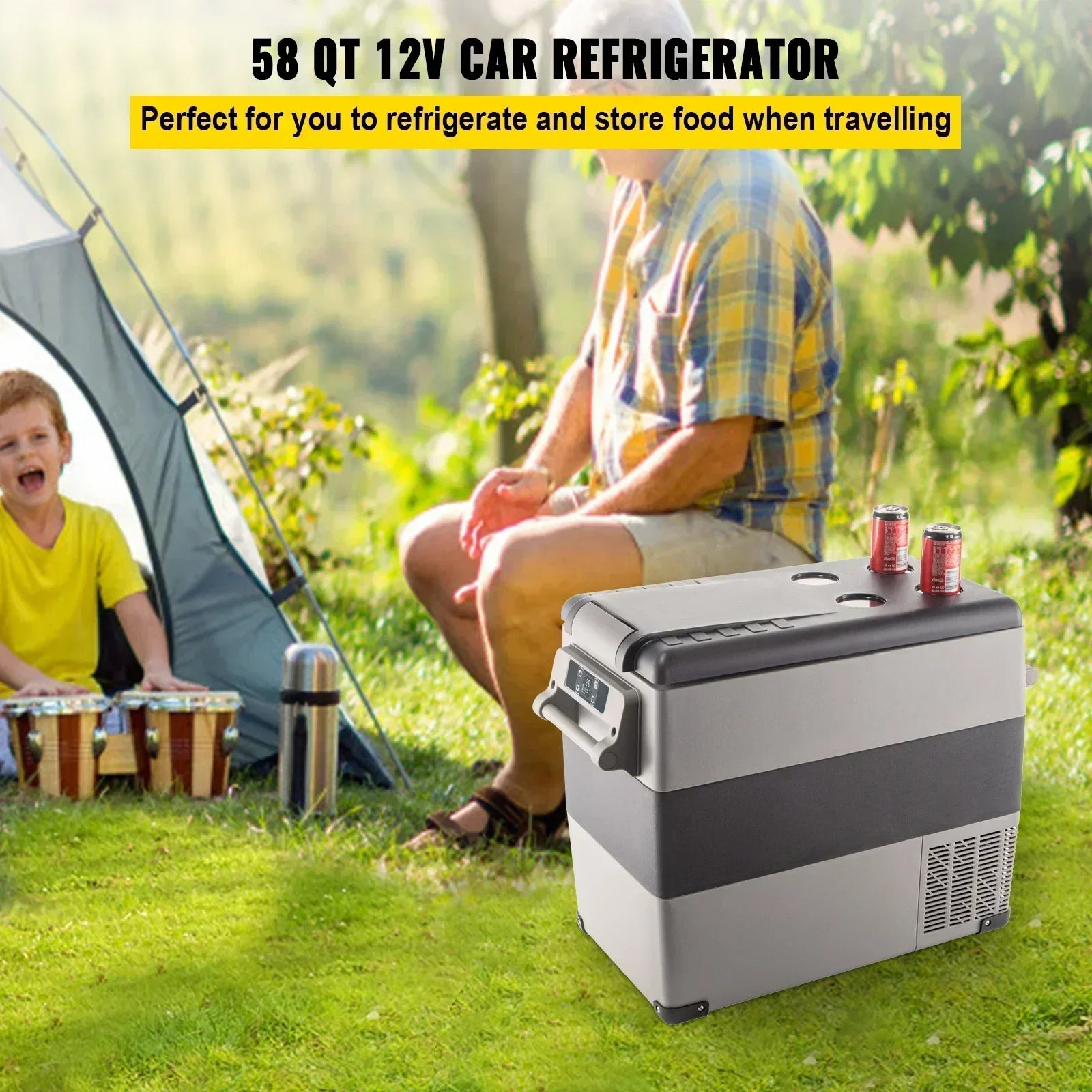 VEVOR Car Mini Refrigerator Mini Fridge 35-55L Freezer Portable Compressor Cooler 12/24V DC 110-240V Ice Box for Camping