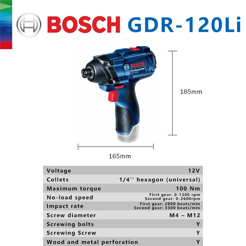 Bosch GDR 120-LI Akumuliatorinis Bevielis Sukimo Momentas