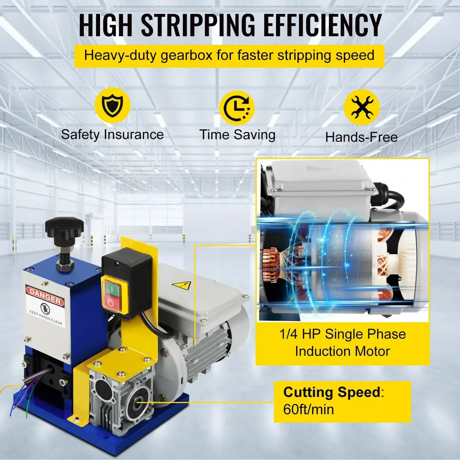 VEVOR Electric Wire Stripping Machine Three Type With Cable Stripper Machine Metal Tool Extra Blade Copper For Recyle