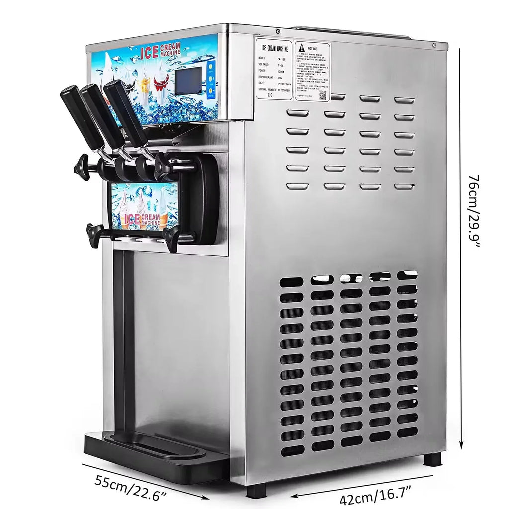 VEVOR Commercial Ice Cream Machine 3-flavor Yogurt Maker One-click Clean 18L/H LCD Display New Soft Ice Cream machine for Home