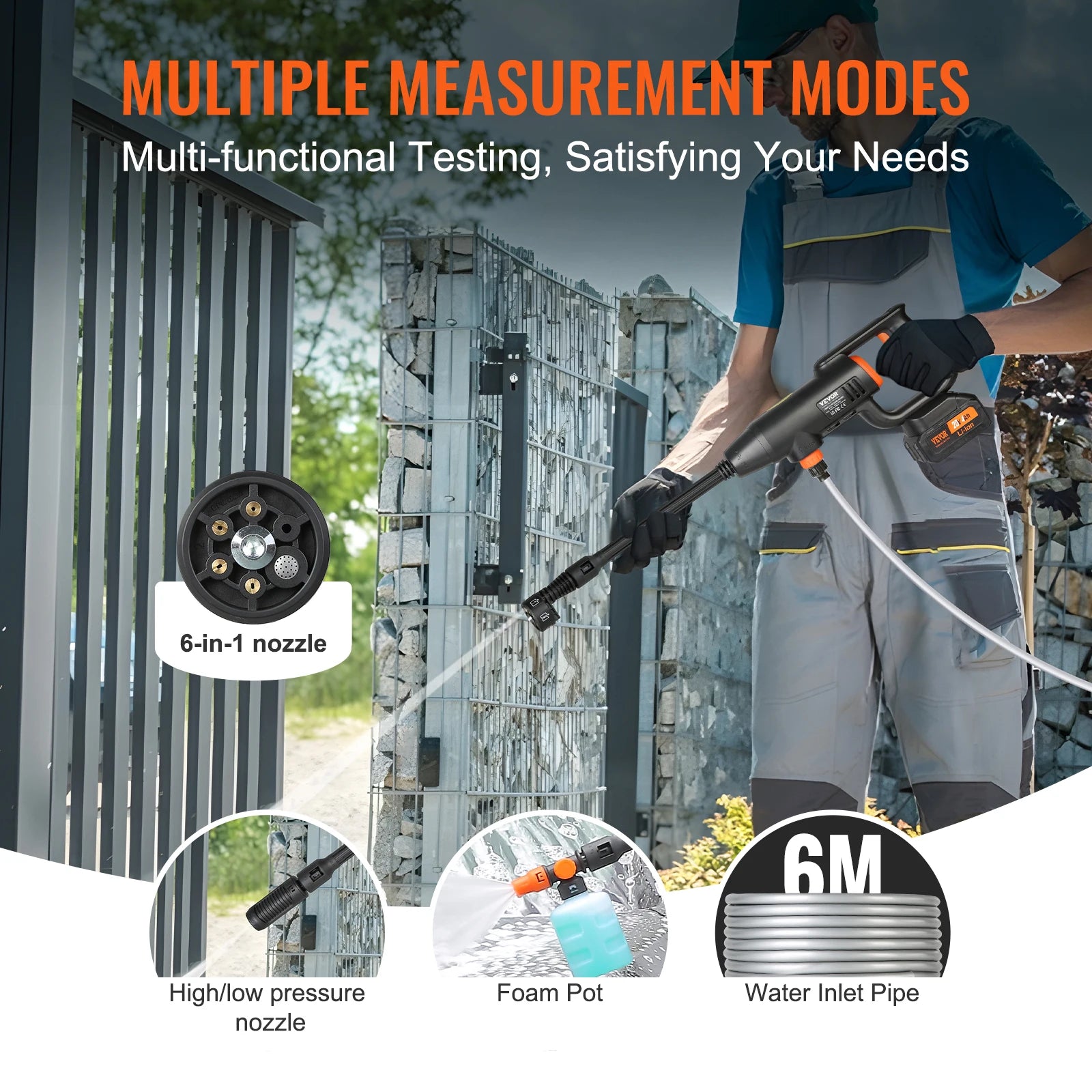 VEVOR Cordless Pressure Washer 580-PSI 1.1 GPM Portable Power Cleaner Handheld High-Pressure Car Washer Gun with 4.0Ah Battery