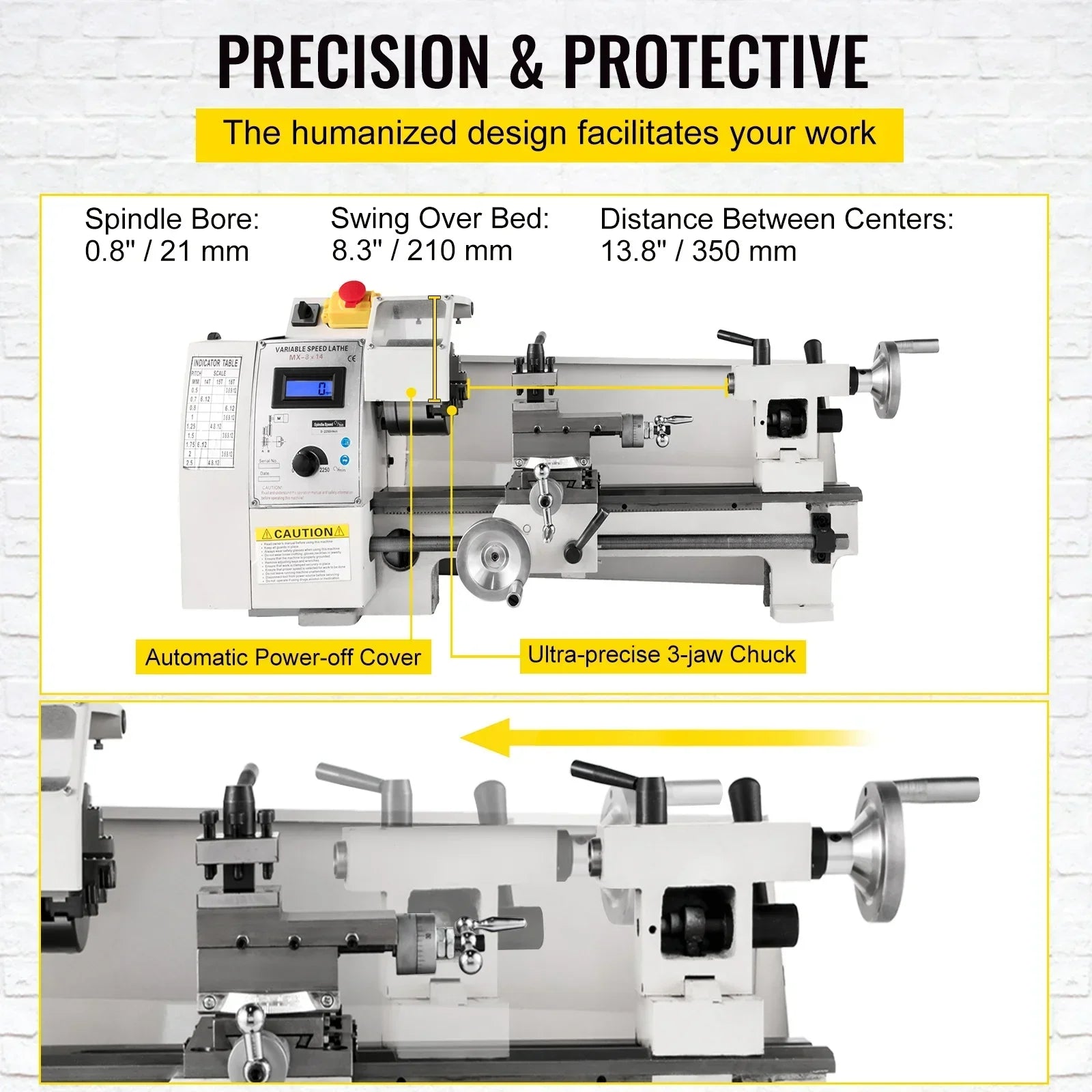 VEVOR Pro Leg Stretcher 220LBS Leg Stretch MachineMetalLathePrecisionToolMiniLatheVariableSpeedMiniMetalLathe