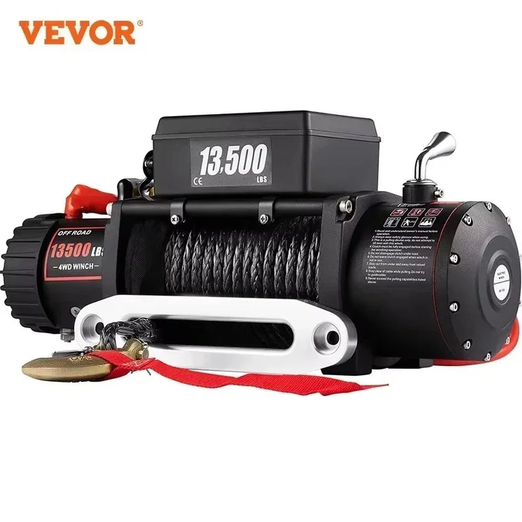 VEVOR elektrinė automobilinė gervė 13 500 lbs (6123 kg) su sintetiniu lynu ir nuotoliniais valdikliais