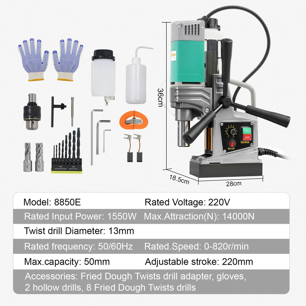 SIHAO 1450W/1550W 1.57/2" Electric Drilling Machine Magnetic Drill Press Boring Diameter Power Drill 750/820PRM Drill