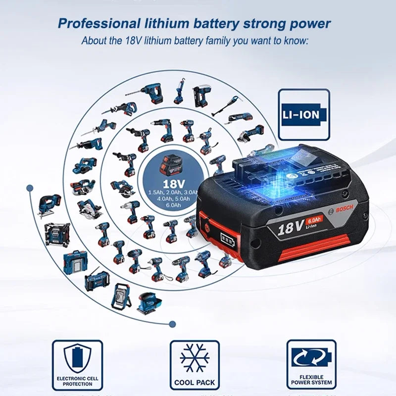 Bosch 18V Li-Ion Baterija, 6000mAh, Juoda