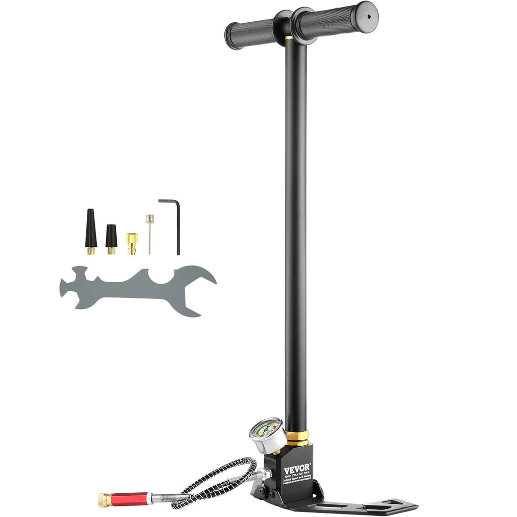 VEVOR 3 Stage PCP Pump 30MPa 4500PSI W/ Pressure Gauge Air Hand Stirrup Pump for Pistols Rifles  Air Guns  Car Bicycle Hunting