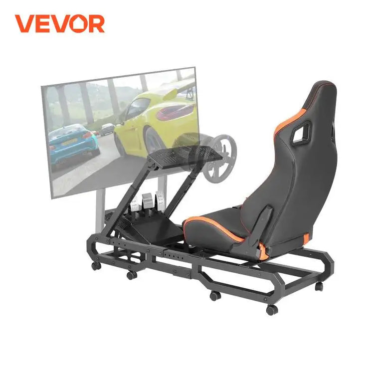 VEVOR lenktynių simuliatoriaus kokpitas su sėdyne, skirtas Logitech G923/G920/G29, Thrustmaster, Fanatec ir kitiems vairams