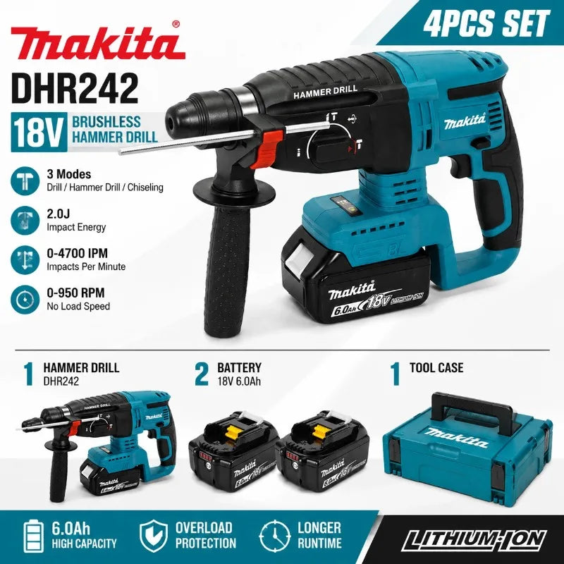 Makita DHR242 18V Bešepetėlinis Perforatorius 24 mm