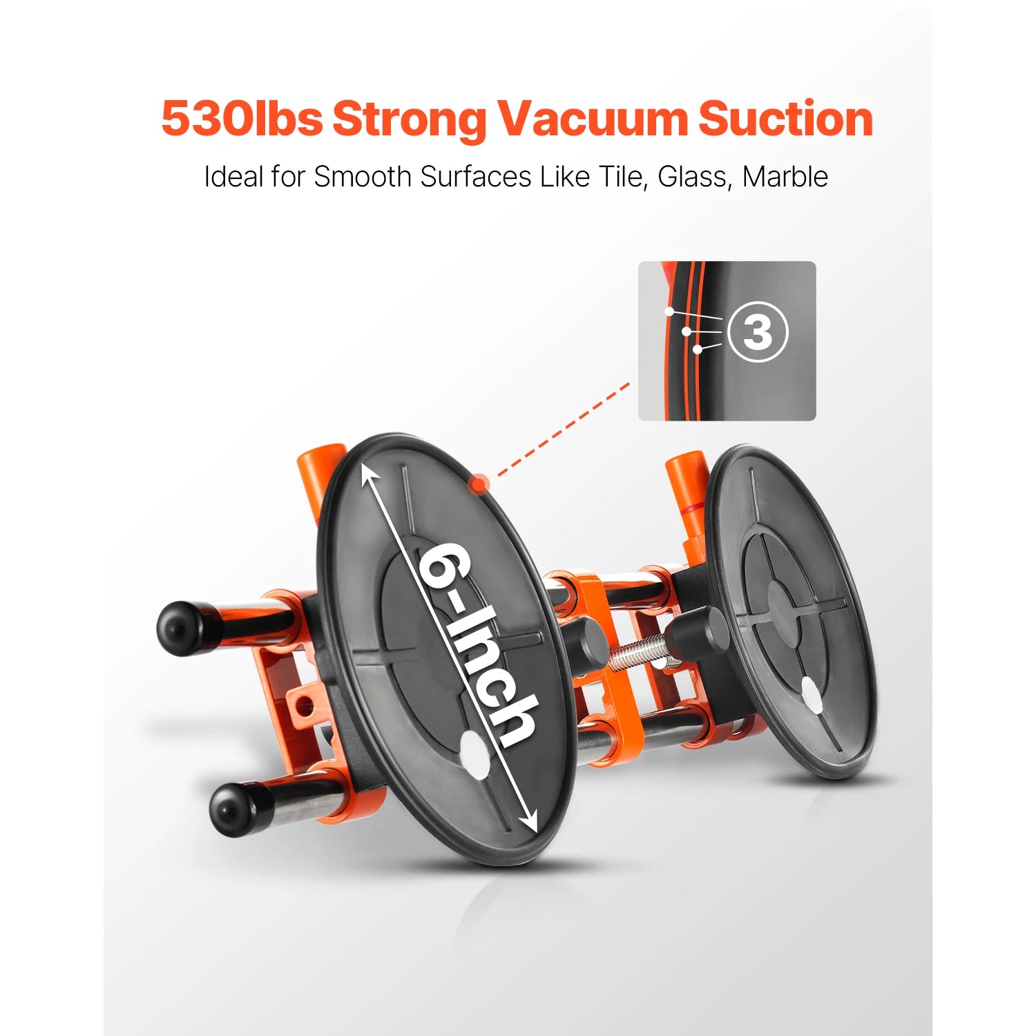 SucceBuy 2 Packs Manual Seamless Stone Seam Setter with 6in Vacuum Suction Cups Marble Stone Splicing Installation Tool for Tile