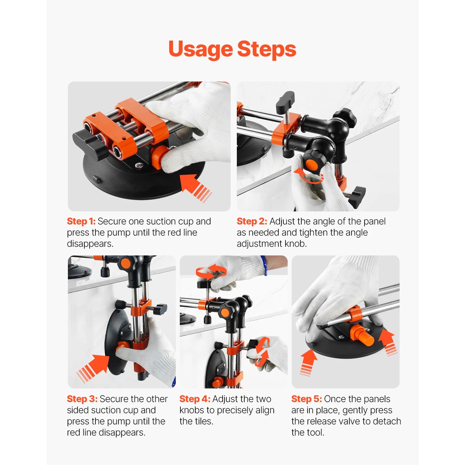 SucceBuy 2 Packs Seamless Granite Seam Setter 90°-120° Adjustable with 6in Suction Cups Seam Joiner for Tile Joining & Leveling