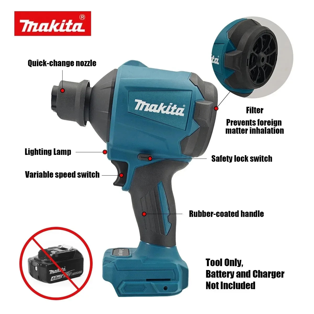Makita DAS180 18V Brushless Cordless Air Blower