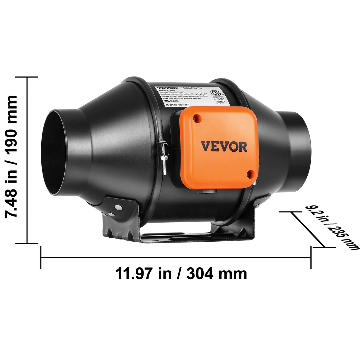 SucceBuy ortakinis ventiliatorius 4/6/8″ su temperatūros ir drėgmės valdikliu, EC variklis