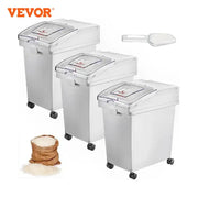 VEVOR 25L Dry Ingredient Storage Bin with Scoop Caster Dustproof Rice Flour Soybeans for Restaurant Kitchen Commercial