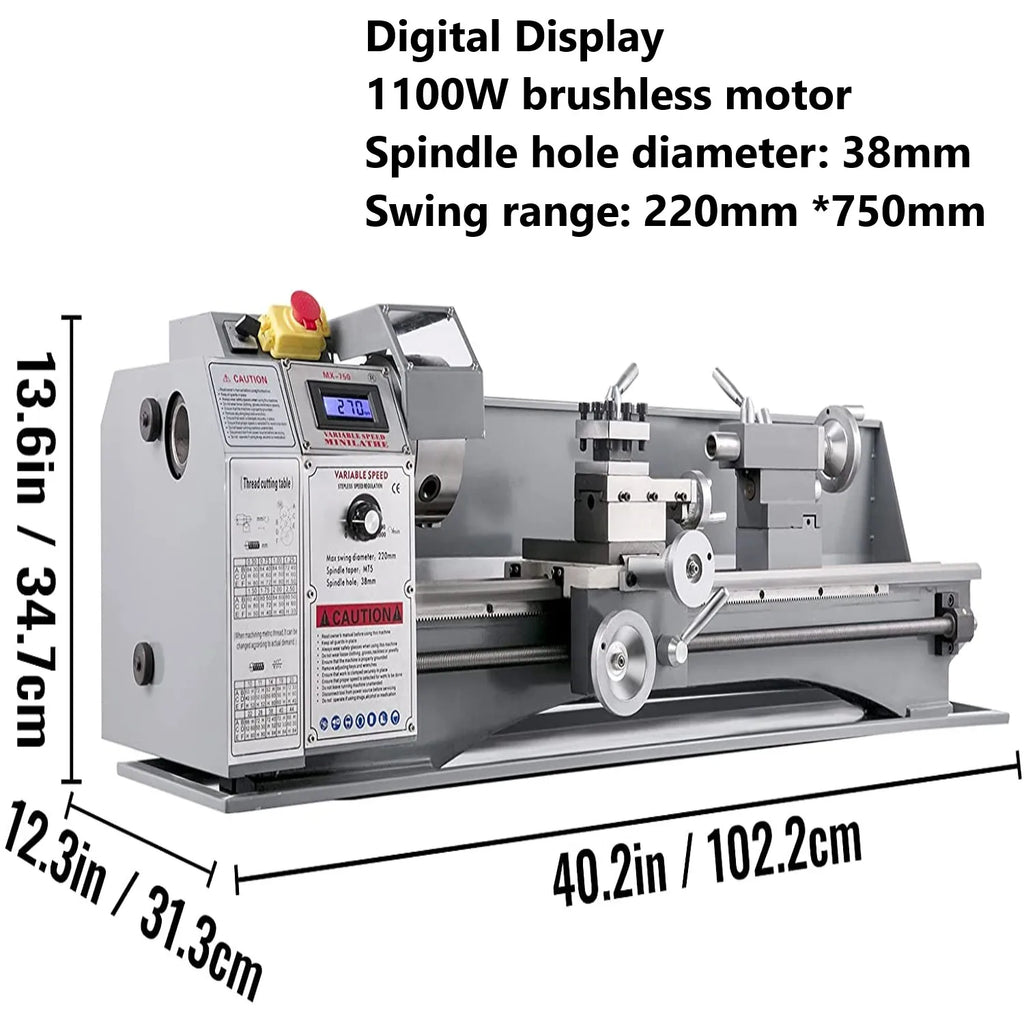 VEVOR Pro Leg Stretcher 220LBS Leg Stretch MachineMetalLatheMachine1100W220x750mm38mmSpindleBlushlessMotorDigitalDisplay