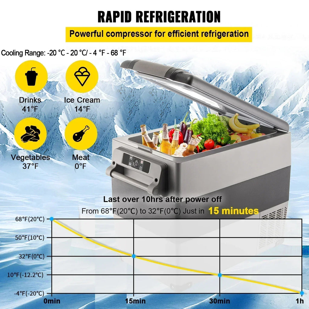 VEVOR Car Mini Refrigerator Mini Fridge 35-55L Freezer Portable Compressor Cooler 12/24V DC 110-240V Ice Box for Camping