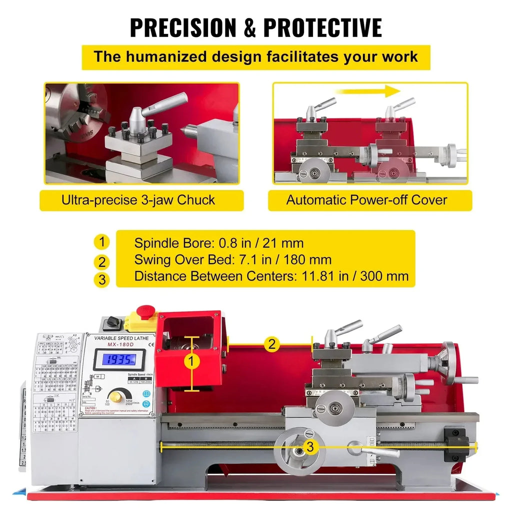 VEVOR Pro Leg Stretcher 220LBS Leg Stretch MachineMetalMiniLathe,CNCMiniMetalLathe,600WVariableSpeedMX-180DParts