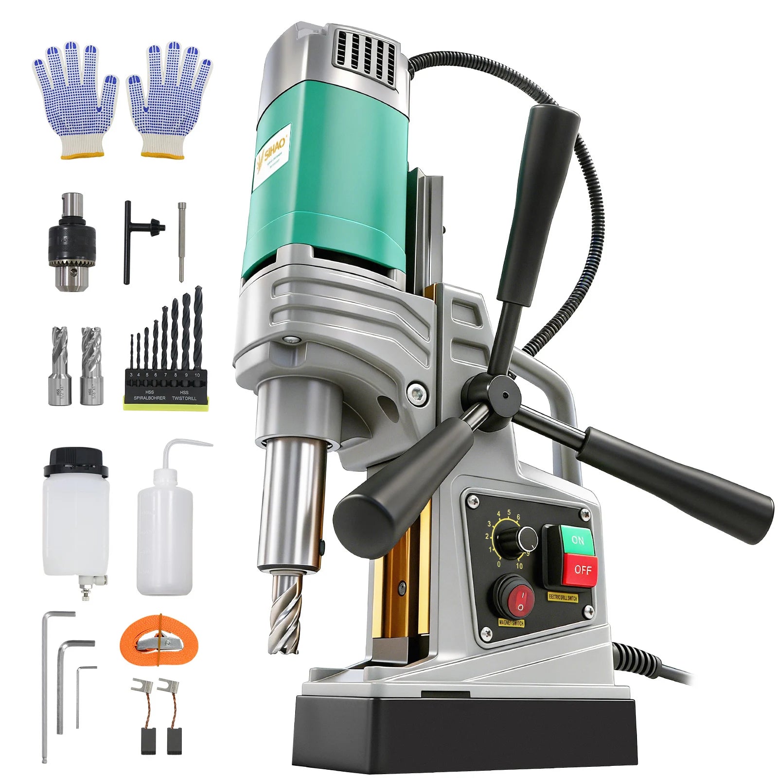 SIHAO 1450W/1550W 1.57/2" Electric Drilling Machine Magnetic Drill Press Boring Diameter Power Drill 750/820PRM Drill