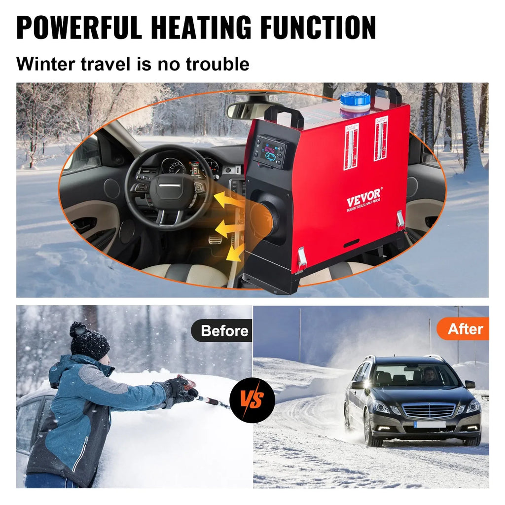VEVOR diesel heater, 12V diesel air heater, muffler, 8kW diesel air heater with remote control and LCD thermostat display screen