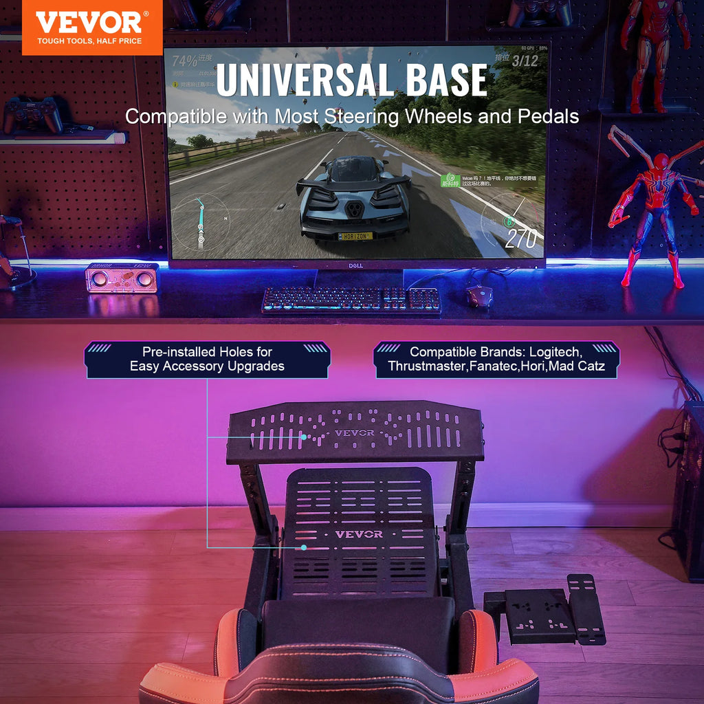 VEVOR Racing Wheel Stand For Logitech G923/G920/G29 Heavy Duty Steel Driving Simulator Cockpit-Thrustmaster T248P Load 330 LBS