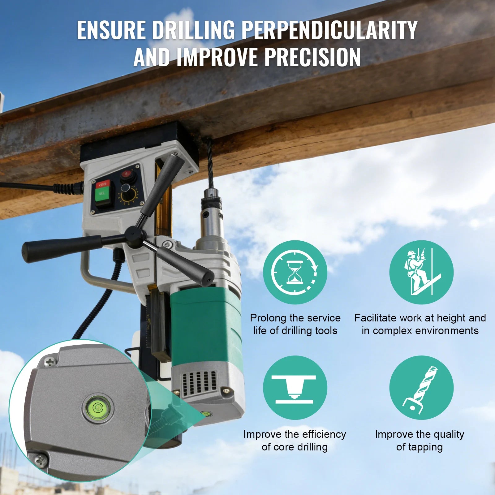 SIHAO 1450W/1550W 1.57/2" Electric Drilling Machine Magnetic Drill Press Boring Diameter Power Drill 750/820PRM Drill