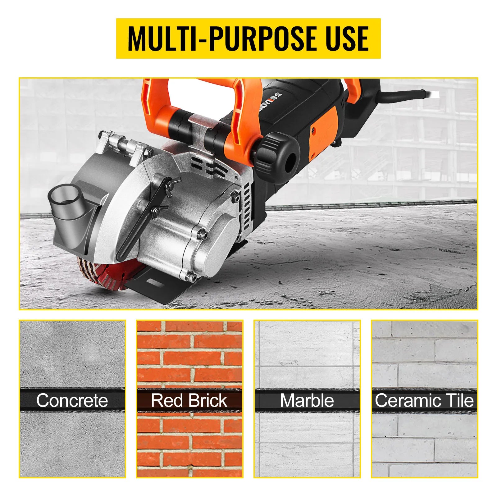 SucceBuy 115mm 133mm Electric Wall Chaser Seamless Groove Cutting Machine Max Load 4KW 4.8KW Steel Concrete Circular Saw Slotter