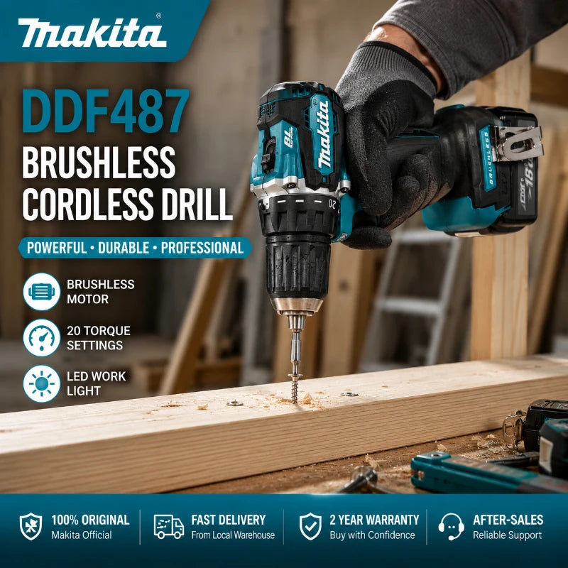 Akumuliatorinis gręžtuvas-suktuvas Makita DDF487 18V LXT