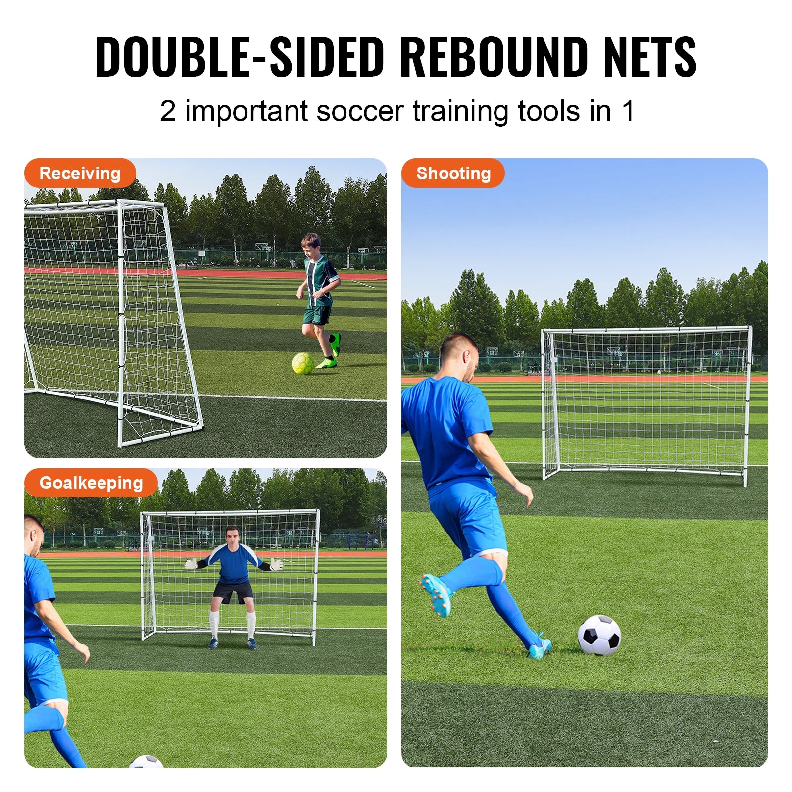 VEVOR Soccer Rebound Trainer Iron Soccer Training Equipment Sports Football Rebounder Wall for Practicing Solo Training Passing