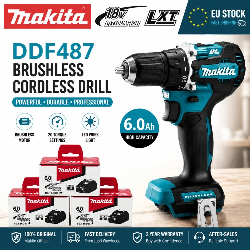Akumuliatorinis gręžtuvas-suktuvas Makita DDF487 18V LXT