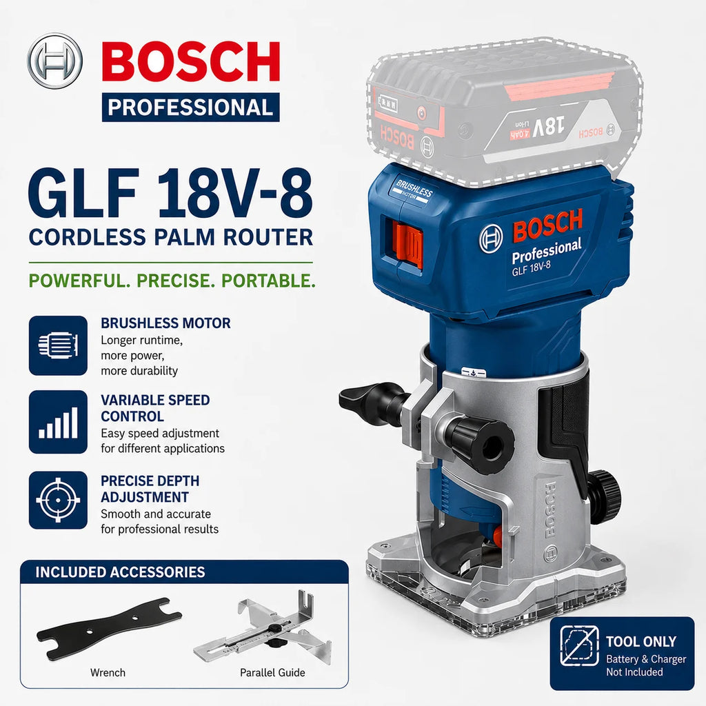 Bosch GLF 18V-8 18V Brushless Medžio Frezavimo Įrankis