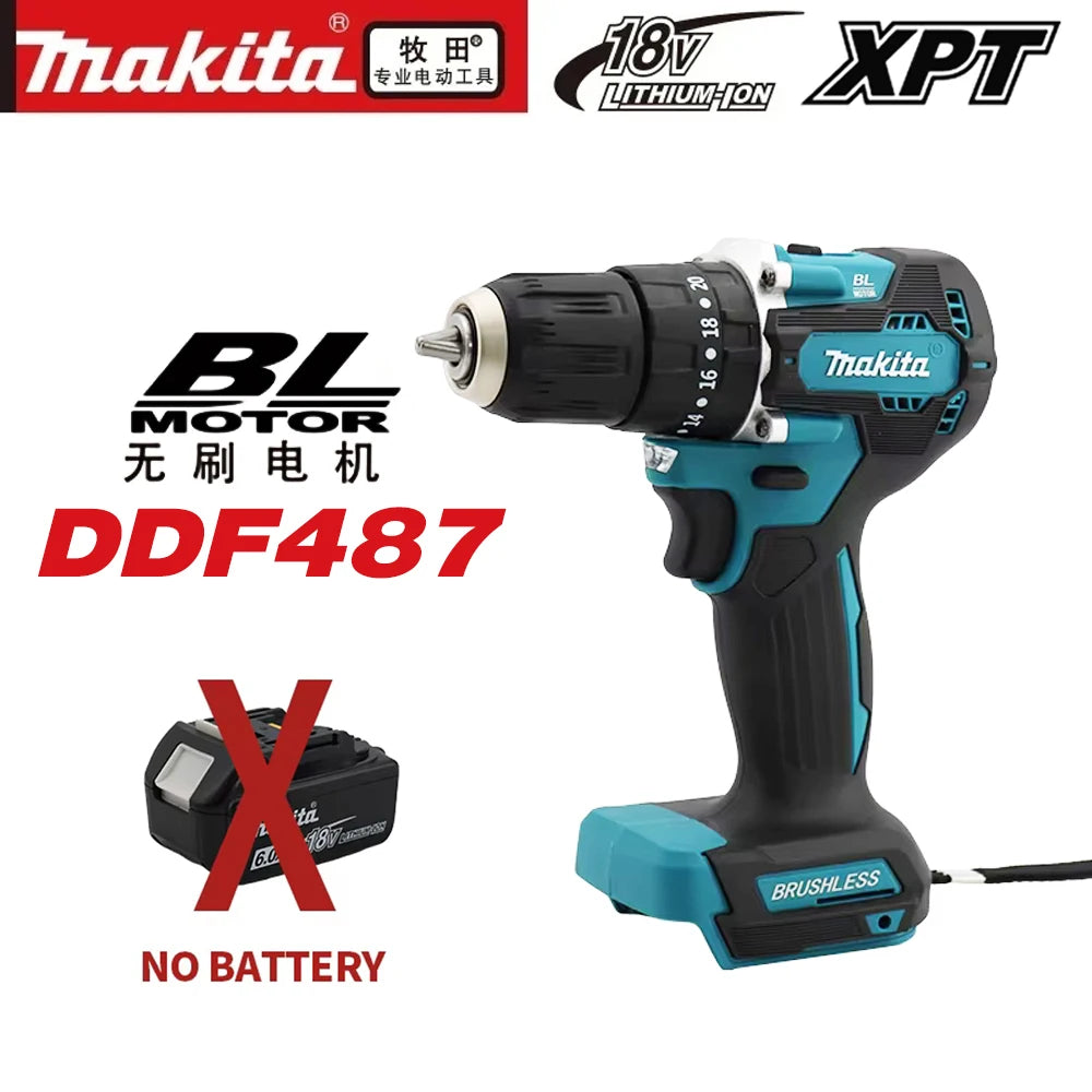 Makita DDF487 18V Bešepetėlinis Gręžtuvas-Suktuvas 13 mm