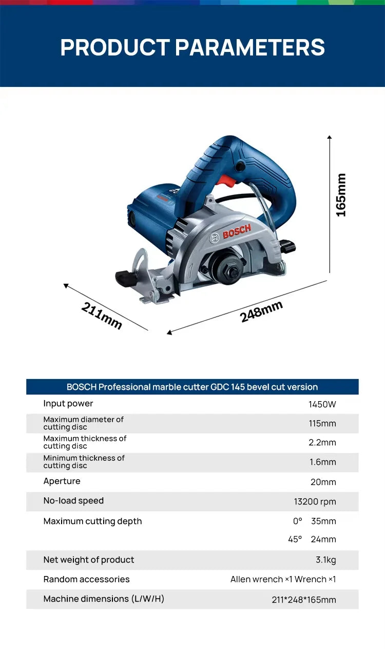 Bosch GDC145 Jigsaw 1450 W 13200 rpm Cutting Stone Ceramic