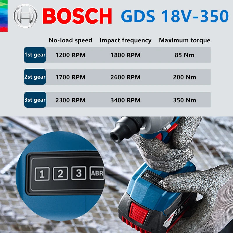Bosch GDS 18V-350 1/2" Akumuliatorinis Smūginis Veržlias