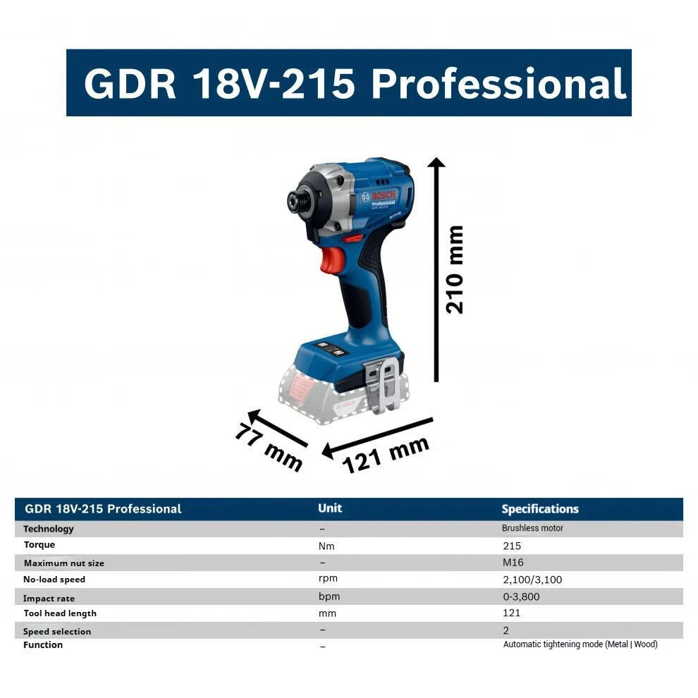 Bosch GDR 18V-215 Akumuliatorinis Sukimo Momentas Atsuktuvas