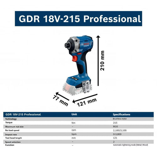 Bosch GDR 18V-215 Akumuliatorinis Sukimo Momentas Atsuktuvas