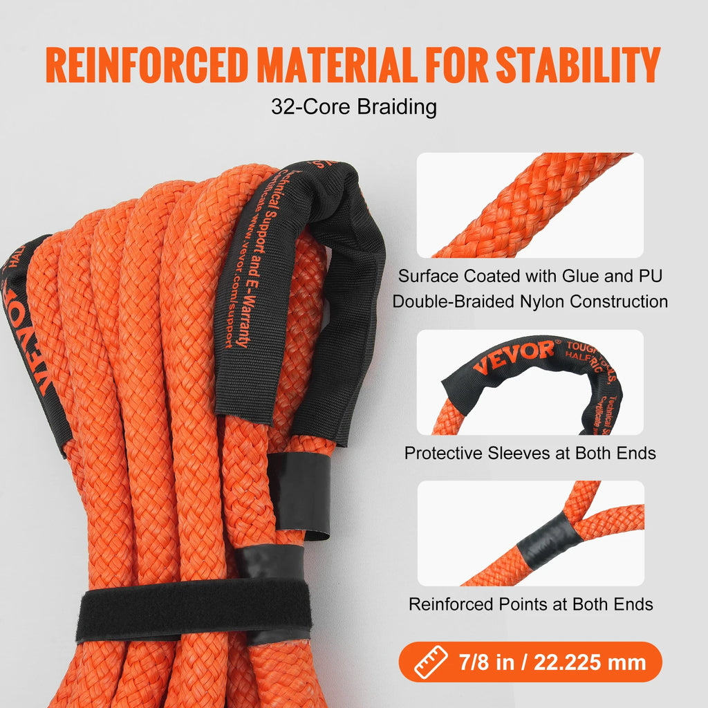 VEVOR 20/30ft Car Towing Rope Off Road Snatch Tow Strap of Rescue Recovery Resistant Which Rope for Jeep Car Truck ATV Tractor
