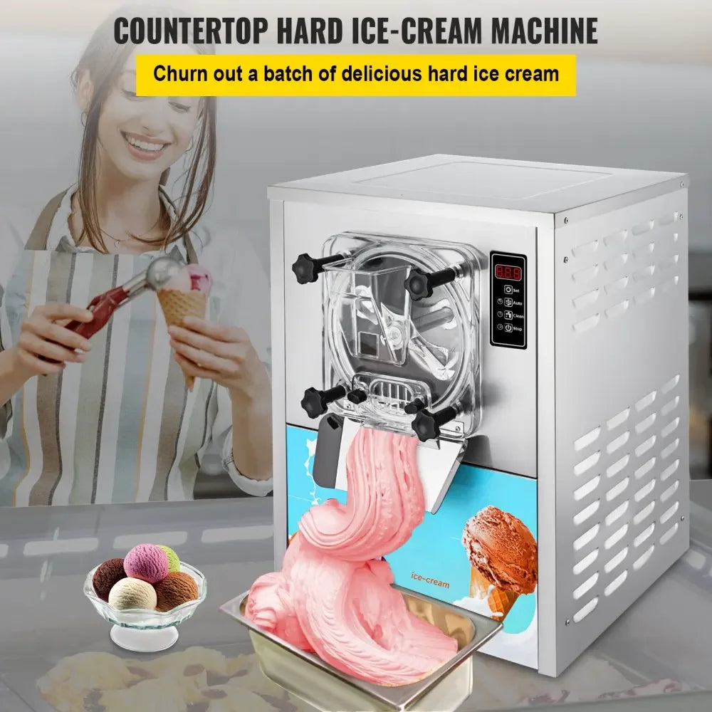 VEVOR Commercial Ice Cream Machine, 16-20L/H Yield, 1400W Single Flavor Countertop Hard Serve Ice Cream Maker, for Restaurant