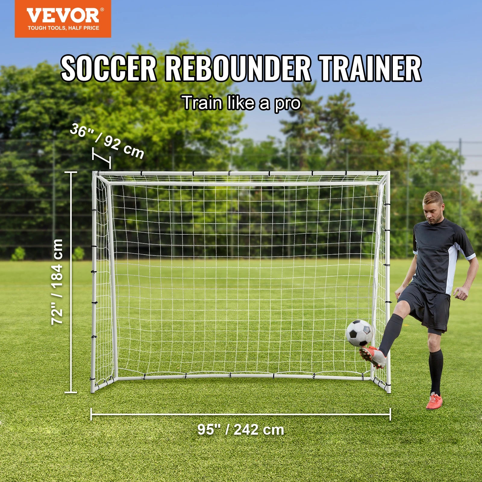 VEVOR Soccer Rebound Trainer Iron Soccer Training Equipment Sports Football Rebounder Wall for Practicing Solo Training Passing